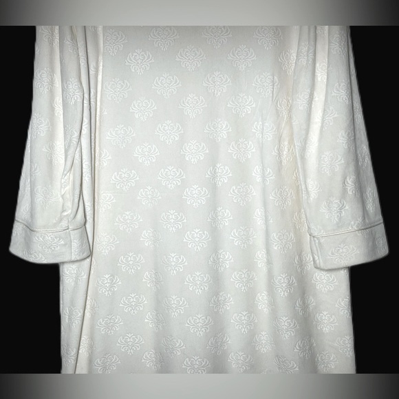 Noire Jasmine Rose Ivory Luxurious Soft Long Robe w/ Front Zipper & Pockets, XL - Picture 7 of 14